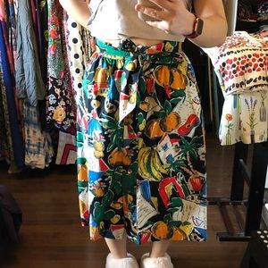 J. Crew button up skirt, postcard print